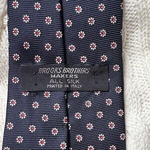 Vintage Brooks Brothers Dark Blue Silk Tie with Floral Design all silk Italy